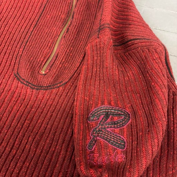 Y2K Raider infamous brand jeans 1/4 zip turtleneck sweater hip hop skater - Picture 2 of 6